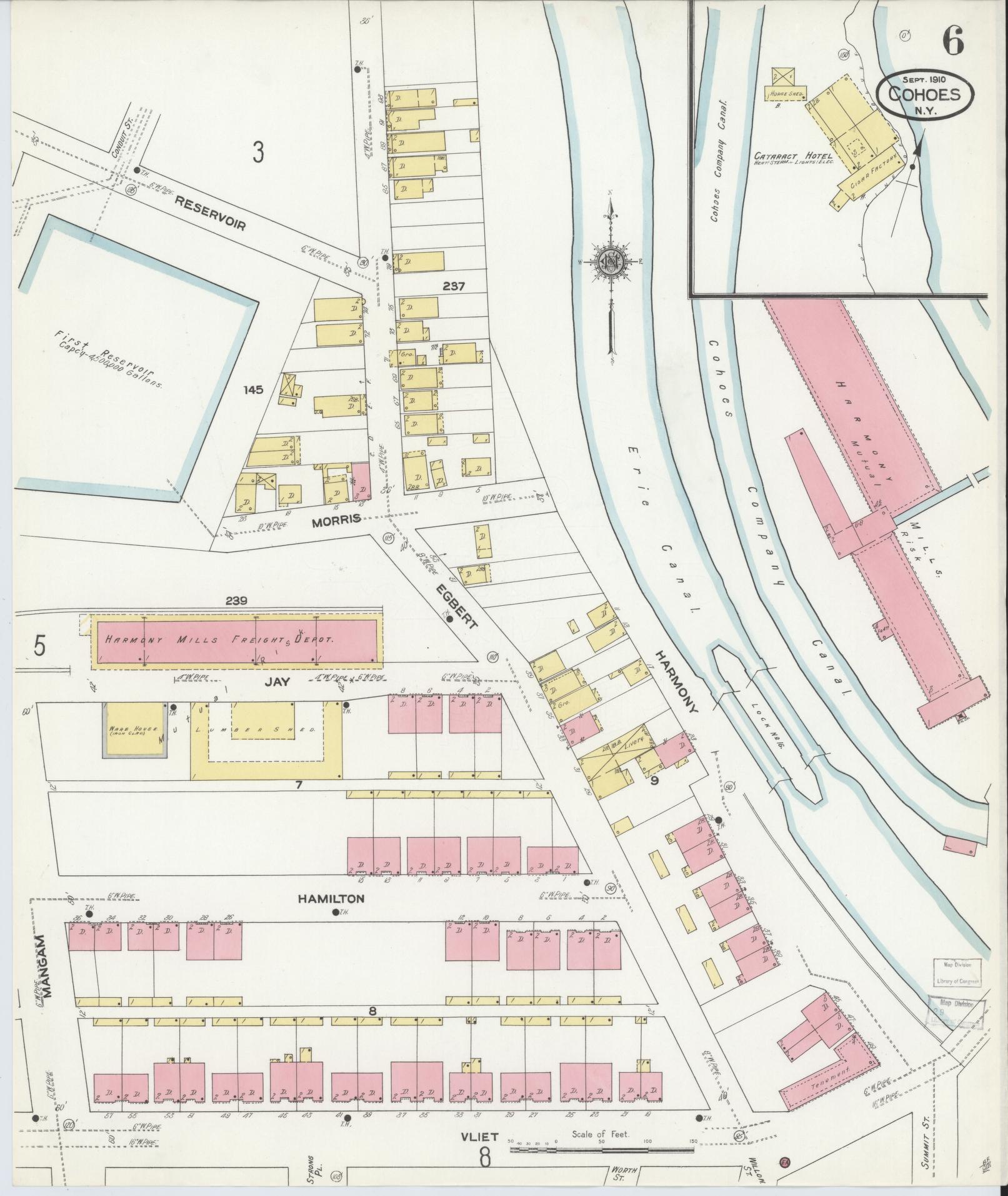 Sanborn Fire Insurance Map from Cohoes, Albany County, New York (1910), Sheet #0006 - Complete Map Set gallery image, historic Sanborn map, vintage wall art, New York New York
