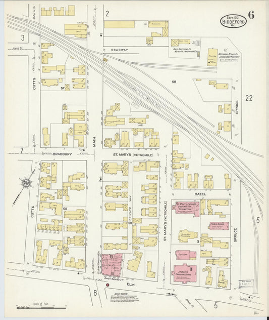 Sanborn Fire Insurance Map from Biddeford, York County, Maine (1912), Sheet #0006 - Historic Sanborn Fire Insurance Map Print, vintage old map wall art, antique decor, genealogy gift, Maine Maine map
