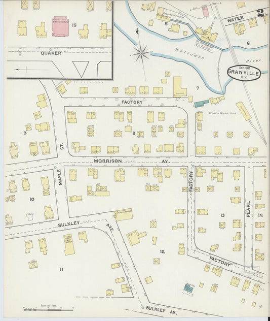 Sanborn Fire Insurance Map from Granville, Washington County, New York (1891), Sheet #0002 - Historic Sanborn Fire Insurance Map Print, vintage old map wall art, antique decor, genealogy gift, New York New York map