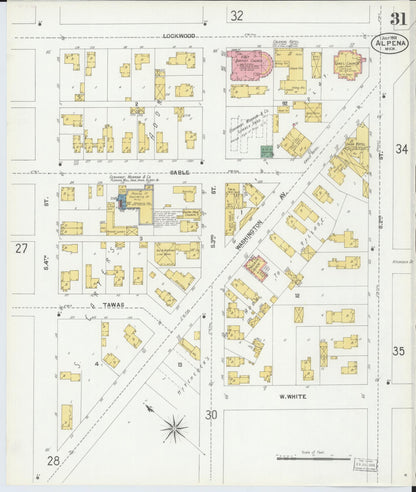 Sanborn Fire Insurance Map from Alpena, Alpena County, Michigan (1901), Sheet #0031 - Historic Sanborn Fire Insurance Map Print, vintage old map wall art, antique decor, genealogy gift, Michigan Michigan map