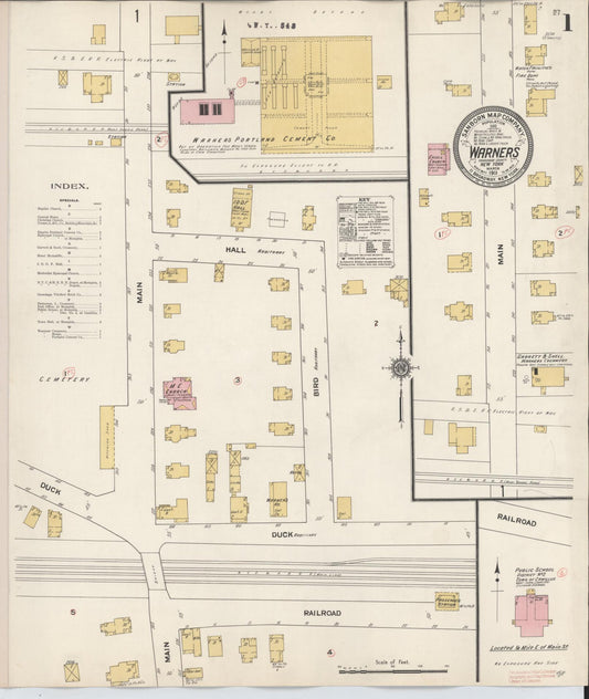 Sanborn Fire Insurance Map from Warners, Onondaga County, New York (1911), Sheet #0001 - Historic Sanborn Fire Insurance Map Print, vintage old map wall art, antique decor, genealogy gift, New York New York map