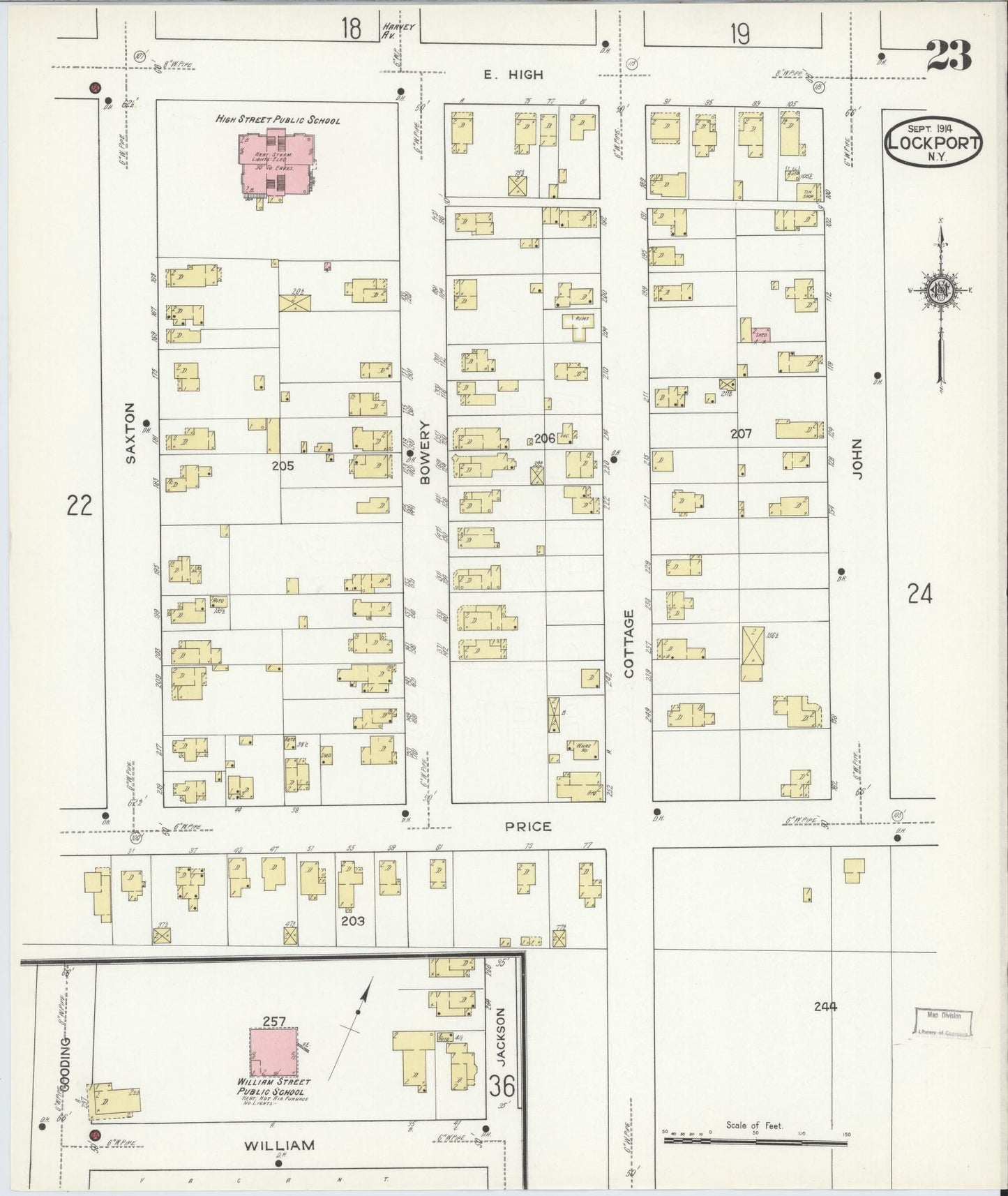 Sanborn Fire Insurance Map from Lockport, Niagara County, New York (1914), Sheet #0023 - Complete Map Set gallery image, historic Sanborn map, vintage wall art, New York New York