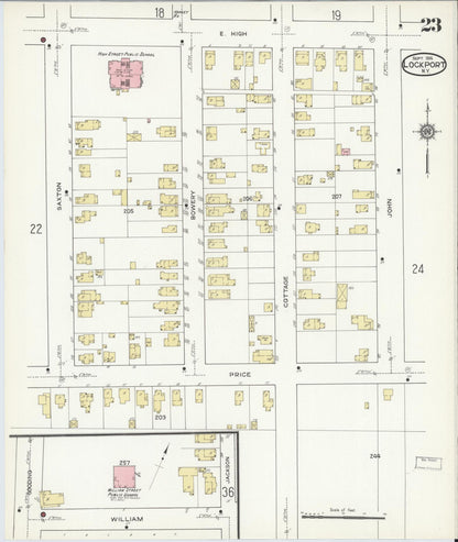 Sanborn Fire Insurance Map from Lockport, Niagara County, New York (1914), Sheet #0023 - Complete Map Set gallery image, historic Sanborn map, vintage wall art, New York New York