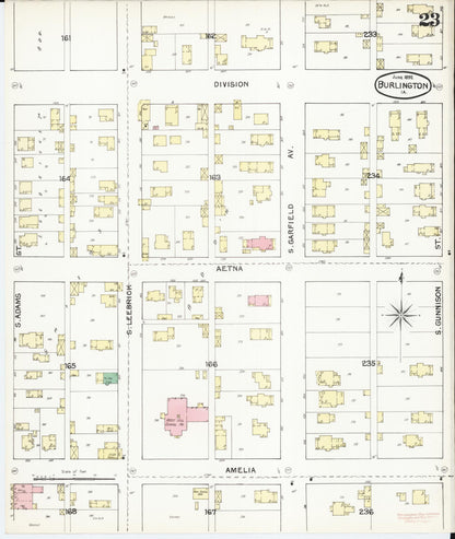Sanborn Fire Insurance Map from Burlington, Des Moines County, Iowa (1892), Sheet #0023 - Historic Sanborn Fire Insurance Map Print