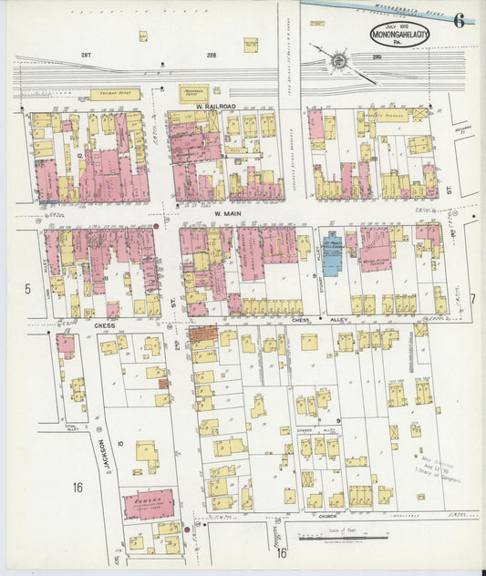 Sanborn Fire Insurance Map from Monongahela City, Washington County, Pennsylvania (1918), Sheet #0006 - Historic Sanborn Fire Insurance Map Print, vintage old map wall art, antique decor, genealogy gift, Pennsylvania Pennsylvania map