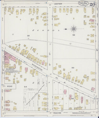 Sanborn Fire Insurance Map from Racine, Racine County, Wisconsin (1887), Sheet #0020 - Complete Map Set gallery image, historic Sanborn map, vintage wall art, Wisconsin Wisconsin