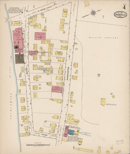 Sanborn Fire Insurance Map from Unionville, Hartford County, Connecticut (1921), Sheet #0004 - Complete Map Set gallery image, historic Sanborn map, vintage wall art, Connecticut Connecticut