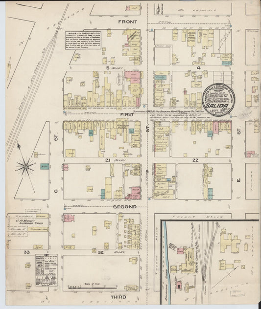 Sanborn Fire Insurance Map from Salida, Chaffee County, Colorado (1883), Sheet #0001 - Historic Sanborn Fire Insurance Map Print, vintage old map wall art, antique decor, genealogy gift, Colorado Colorado map