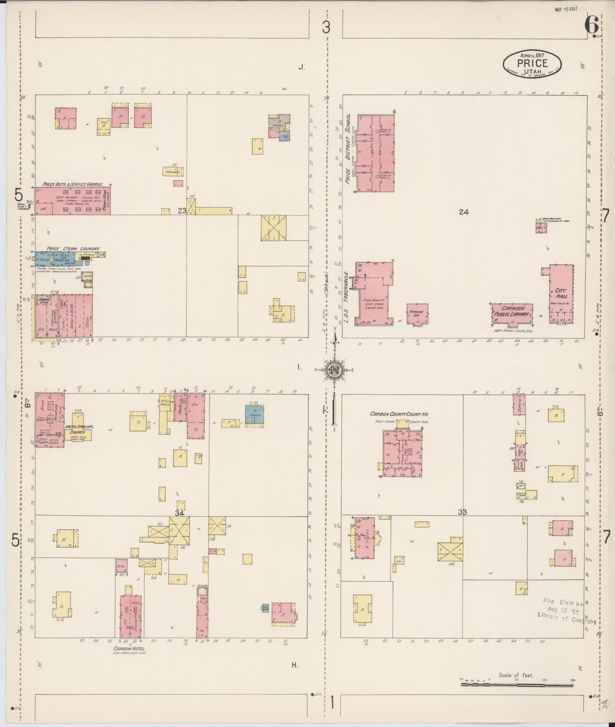Sanborn Fire Insurance Map from Price, Carbon County, Utah (1917), Sheet #0006 - Complete Map Set gallery image, historic Sanborn map, vintage wall art, Utah Utah