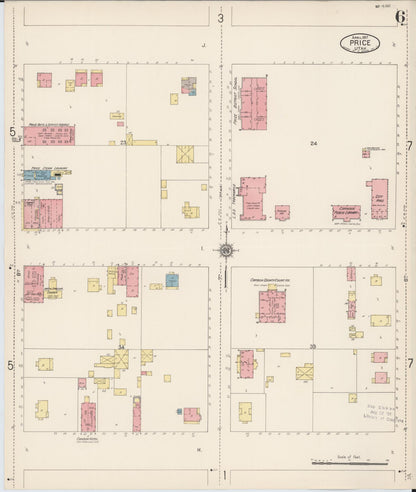 Sanborn Fire Insurance Map from Price, Carbon County, Utah (1917), Sheet #0006 - Complete Map Set gallery image, historic Sanborn map, vintage wall art, Utah Utah