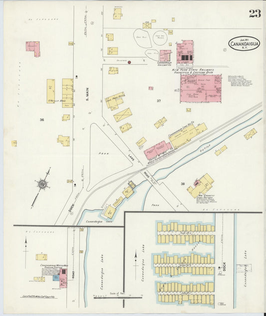 Sanborn Fire Insurance Map from Canandaigua, Ontario County, New York (1911), Sheet #0023 - Historic Sanborn Fire Insurance Map Print, vintage old map wall art, antique decor, genealogy gift, New York New York map