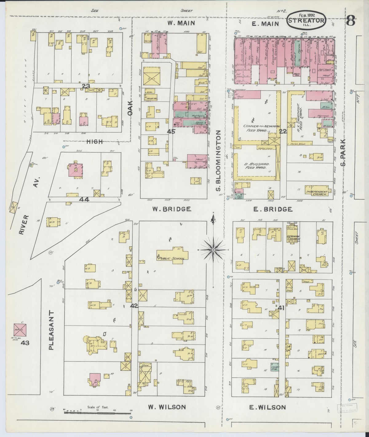 Sanborn Fire Insurance Map from Streator, La Salle County, Illinois (1892), Sheet #0008 - Complete Map Set gallery image, historic Sanborn map, vintage wall art, Illinois Illinois