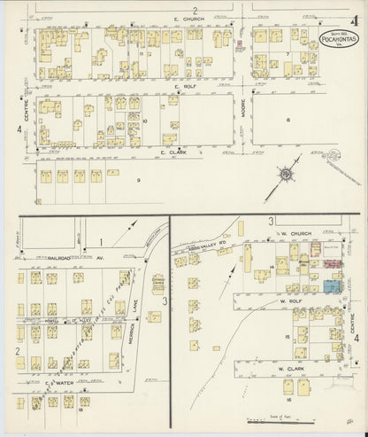 Sanborn Fire Insurance Map from Pocahontas, Tazewell County, Virginia (1913), Sheet #0004 - Complete Map Set gallery image, historic Sanborn map, vintage wall art, Virginia Virginia