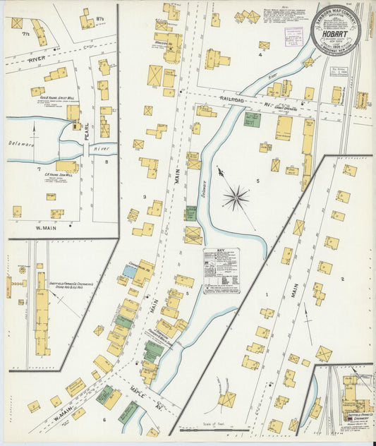 Sanborn Fire Insurance Map from Hobart, Delaware County, New York (1904), Sheet #0001 - Historic Sanborn Fire Insurance Map Print, vintage old map wall art, antique decor, genealogy gift, New York New York map