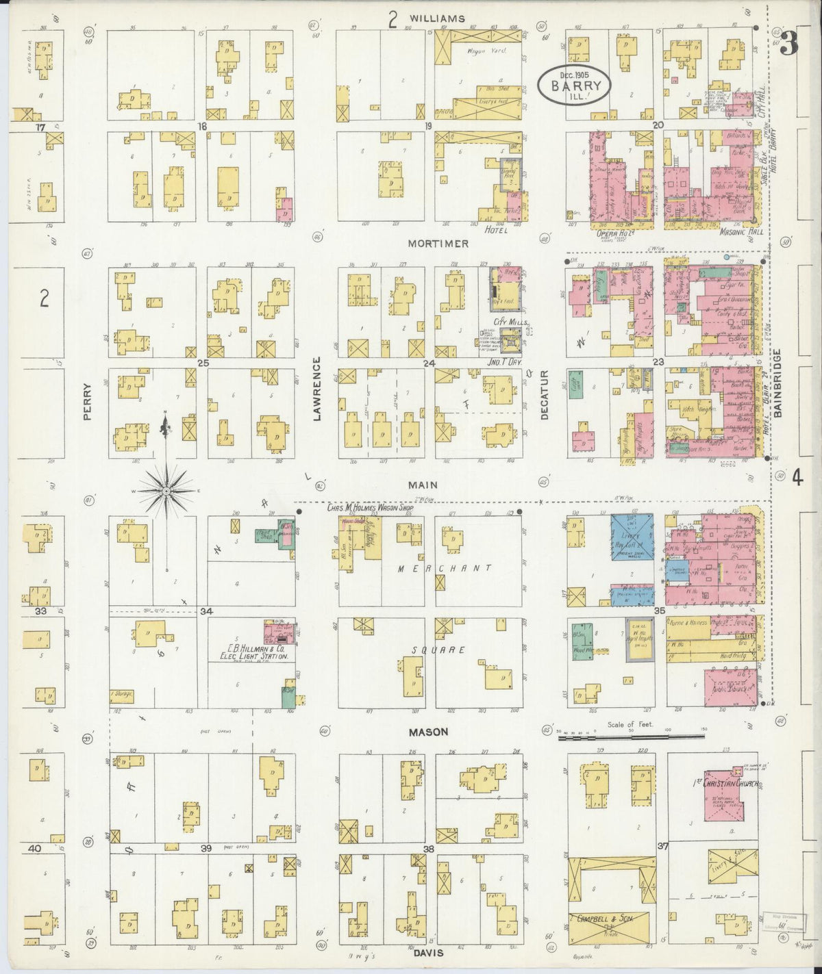 Sanborn Fire Insurance Map from Barry, Pike County, Illinois (1905), Sheet #0003 - Historic Sanborn Fire Insurance Map Print, vintage old map wall art, antique decor, genealogy gift, Illinois Illinois map