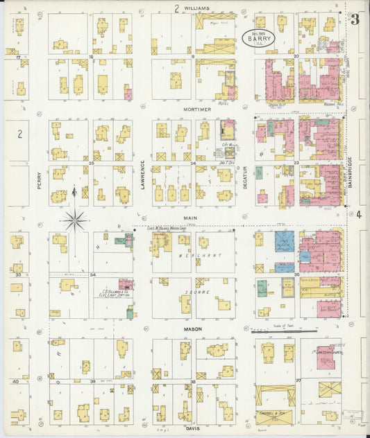 Sanborn Fire Insurance Map from Barry, Pike County, Illinois (1905), Sheet #0003 - Historic Sanborn Fire Insurance Map Print, vintage old map wall art, antique decor, genealogy gift, Illinois Illinois map