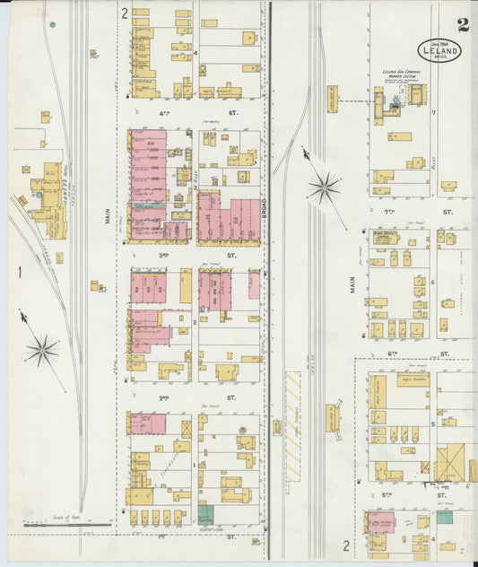 Sanborn Fire Insurance Map from Leland, Washington County, Mississippi (1904), Sheet #0002 - Historic Sanborn Fire Insurance Map Print, vintage old map wall art, antique decor, genealogy gift, Mississippi Mississippi map