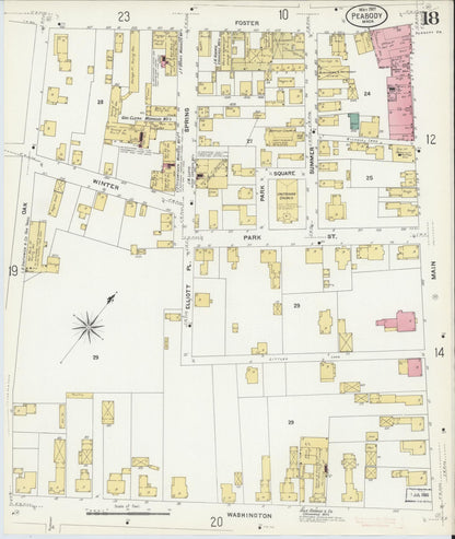 Sanborn Fire Insurance Map from Peabody, Essex County, Massachusetts (1907), Sheet #0018 - Complete Map Set gallery image, historic Sanborn map, vintage wall art, Massachusetts Massachusetts