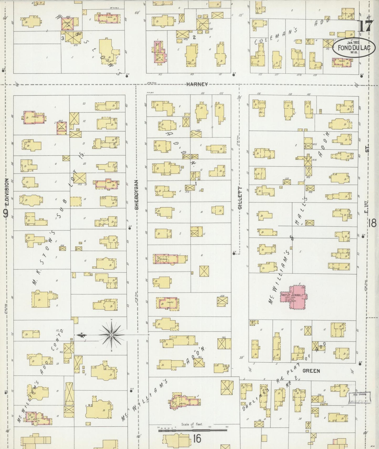 Sanborn Fire Insurance Map from Fond du Lac, Fond du Lac County, Wisconsin (1902), Sheet #0017 - Complete Map Set gallery image, historic Sanborn map, vintage wall art, Wisconsin Wisconsin