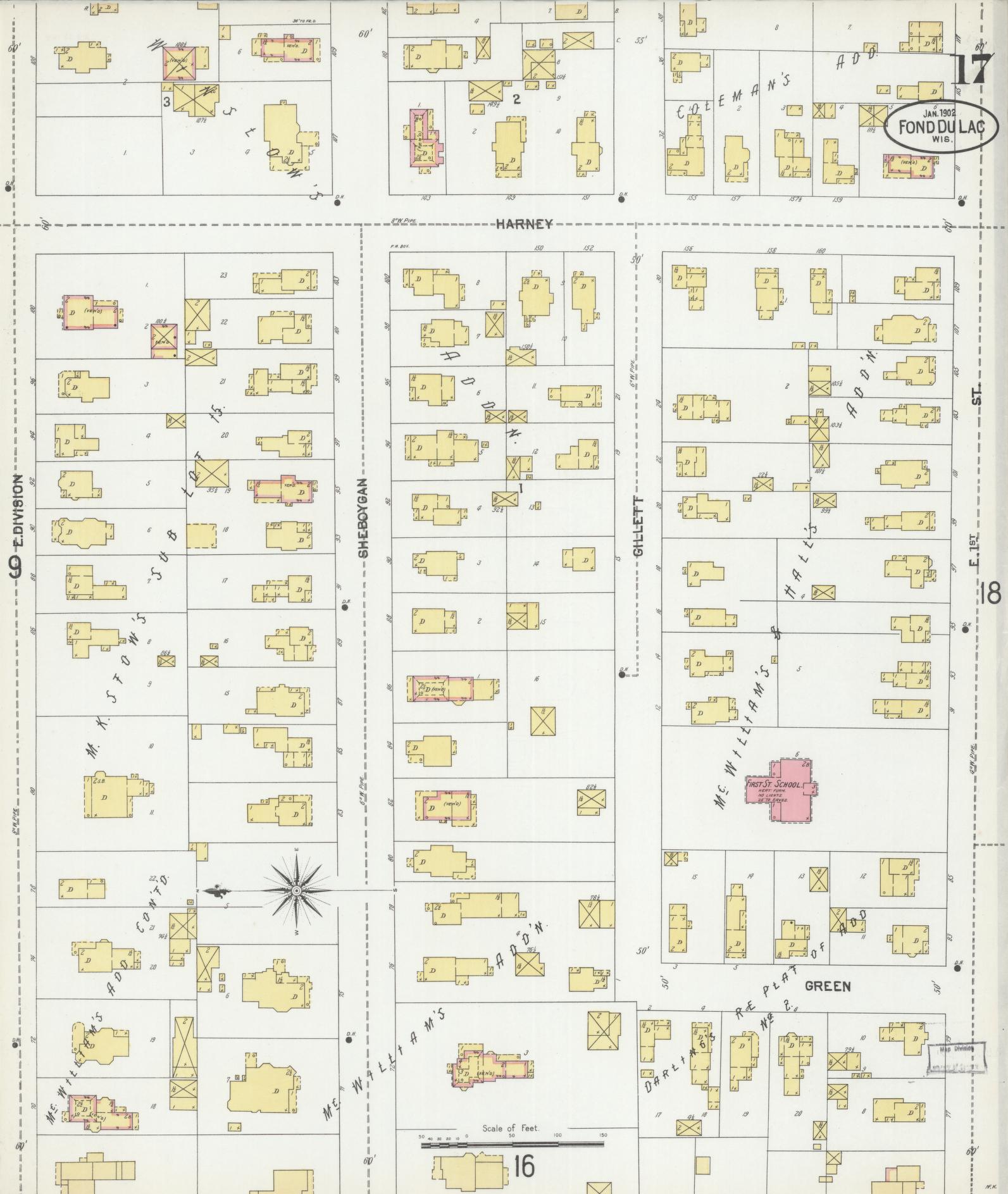 Sanborn Fire Insurance Map from Fond du Lac, Fond du Lac County, Wisconsin (1902), Sheet #0017 - Complete Map Set gallery image, historic Sanborn map, vintage wall art, Wisconsin Wisconsin