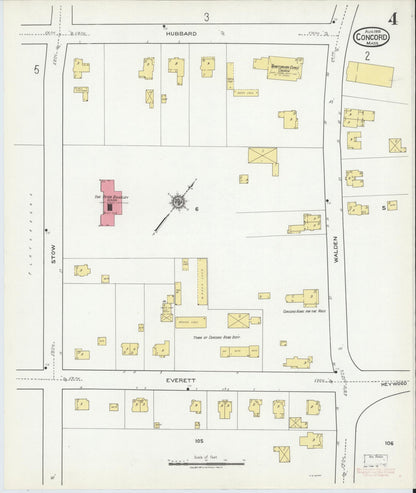 Sanborn Fire Insurance Map from Concord, Middlesex County, Massachusetts (1918), Sheet #0004 - Historic Sanborn Fire Insurance Map Print, vintage old map wall art, antique decor, genealogy gift, Massachusetts Massachusetts map