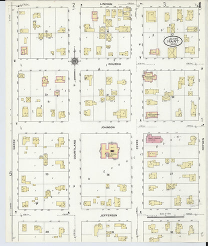 Sanborn Fire Insurance Map from Hart, Oceana County, Michigan (1910), Sheet #0004 - Complete Map Set gallery image, historic Sanborn map, vintage wall art, Michigan Michigan