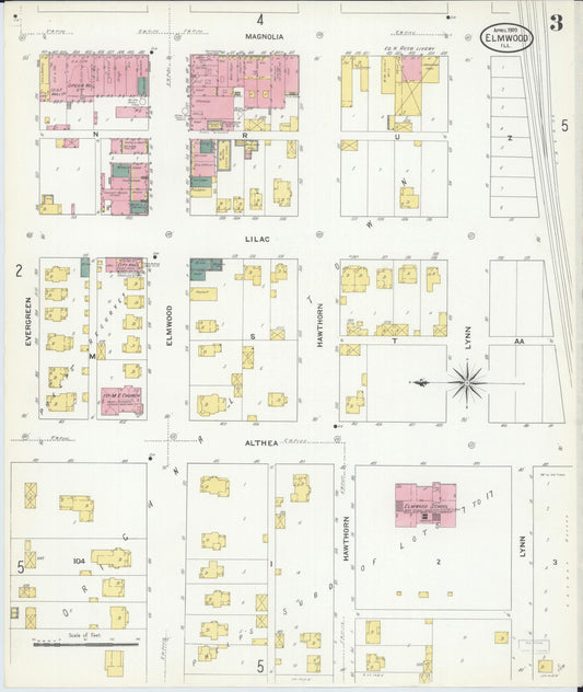 Sanborn Fire Insurance Map from Elmwood, Peoria County, Illinois (1909), Sheet #0003 - Historic Sanborn Fire Insurance Map Print, vintage old map wall art, antique decor, genealogy gift, Illinois Illinois map