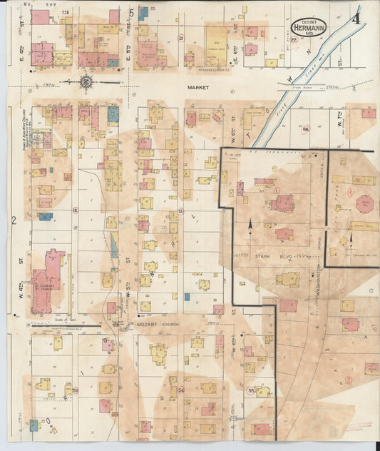 Sanborn Fire Insurance Map from Hermann, Gasconade County, Missouri (1932), Sheet #0004 - Historic Sanborn Fire Insurance Map Print, vintage old map wall art, antique decor, genealogy gift, Missouri Missouri map