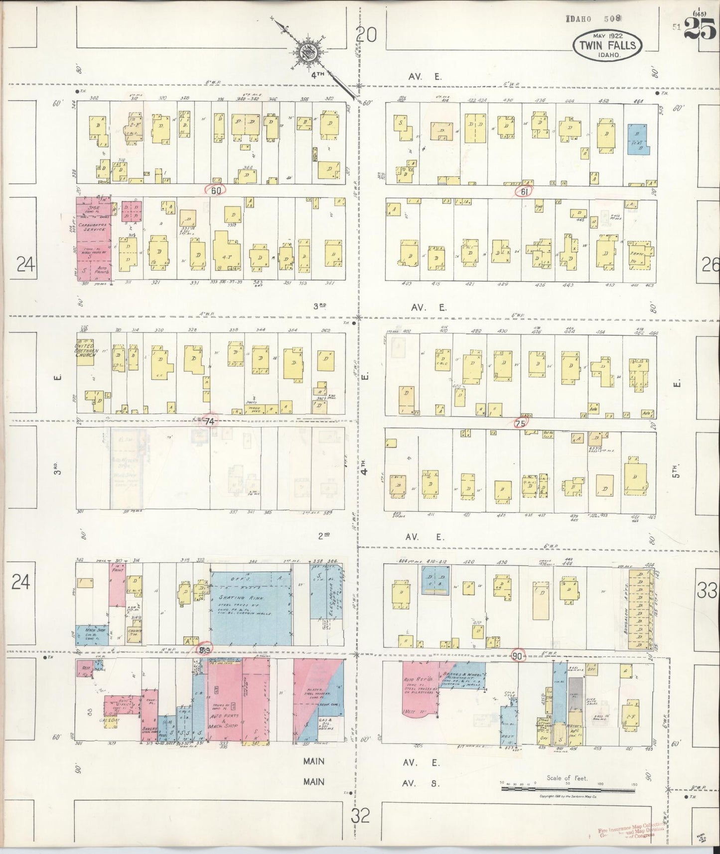 Sanborn Fire Insurance Map from Twin Falls, Twin Falls County, Idaho (1949), Sheet #0025 - Complete Map Set gallery image, historic Sanborn map, vintage wall art, Falls Idaho