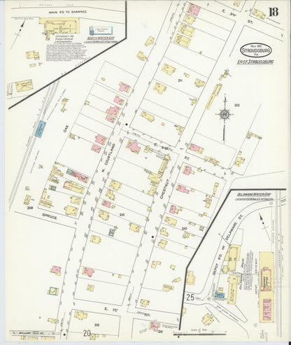 Sanborn Fire Insurance Map from Stroudsburg, Monroe County, Pennsylvania (1912), Sheet #0018 - Complete Map Set gallery image, historic Sanborn map, vintage wall art, Pennsylvania Pennsylvania