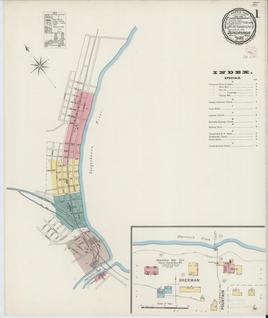 Sanborn Fire Insurance Map from Duncannon, Perry County, Pennsylvania (1894), Sheet #0001 - Historic Sanborn Fire Insurance Map Print, vintage old map wall art, antique decor, genealogy gift, Pennsylvania Pennsylvania map