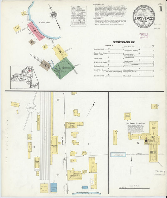 Sanborn Fire Insurance Map from Lake Placid, Essex County, New York. (1916) – Historic Sanborn Fire Insurance Map Print