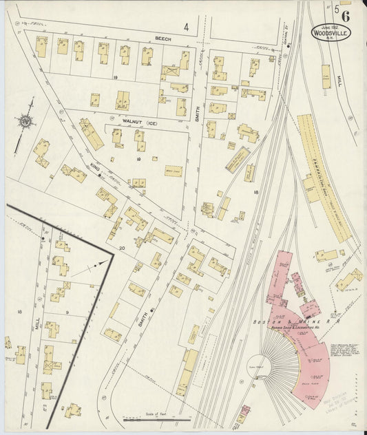 Sanborn Fire Insurance Map from Woodsville, Grafton County, New Hampshire (1912), Sheet #0006 - Historic Sanborn Fire Insurance Map Print, vintage old map wall art, antique decor, genealogy gift, New Hampshire New Hampshire map