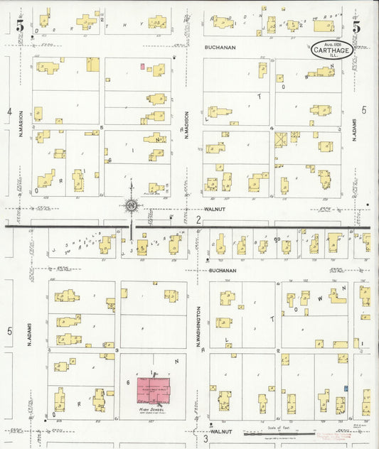 Sanborn Fire Insurance Map from Carthage, Hancock County, Illinois (1926), Sheet #0005 - Historic Sanborn Fire Insurance Map Print, vintage old map wall art, antique decor, genealogy gift, Illinois Illinois map