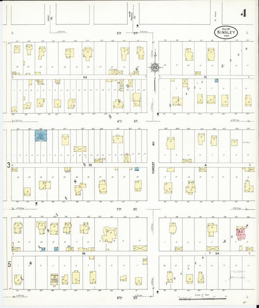 Sanborn Fire Insurance Map from Kinsley, Edwards County, Kansas (1911), Sheet #0004 - Historic Sanborn Fire Insurance Map Print, vintage old map wall art, antique decor, genealogy gift, Kansas Kansas map