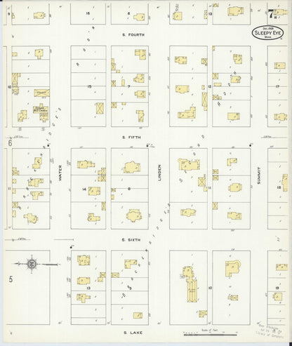 Sanborn Fire Insurance Map from Sleepy Eye, Brown County, Minnesota (1909), Sheet #0007 - Complete Map Set gallery image, historic Sanborn map, vintage wall art, Minnesota Minnesota