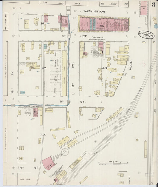 Sanborn Fire Insurance Map from Mendota, La Salle County, Illinois (1885), Sheet #0003 - Historic Sanborn Fire Insurance Map Print, vintage old map wall art, antique decor, genealogy gift, Illinois Illinois map