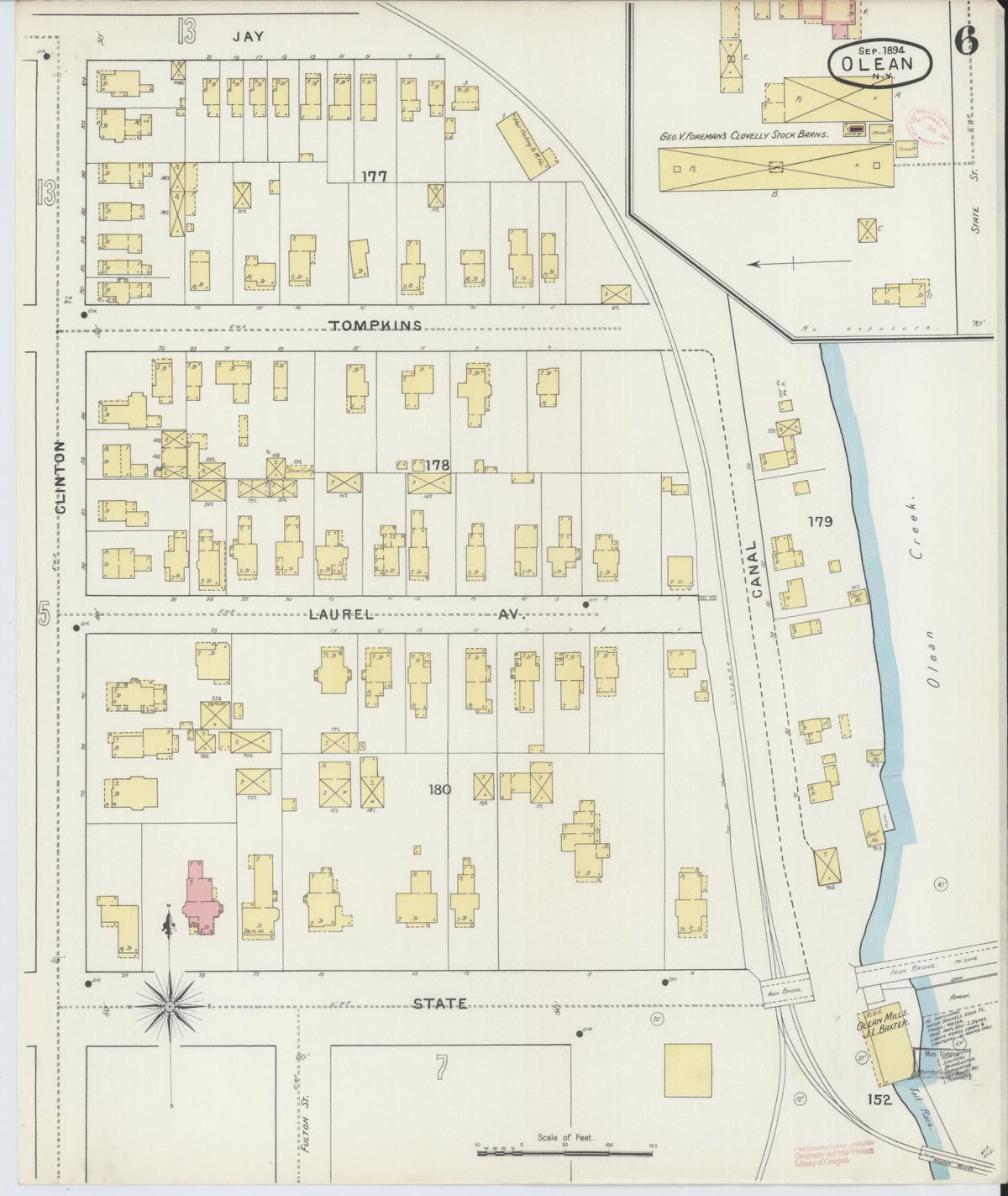 Sanborn Fire Insurance Map from Olean, Cattaraugus County, New York (1894), Sheet #0006 - Complete Map Set gallery image, historic Sanborn map, vintage wall art, New York New York