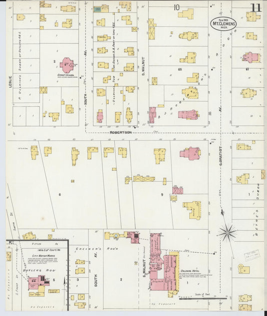 Sanborn Fire Insurance Map from Mount Clemens, Macomb County, Michigan (1903), Sheet #0011 - Historic Sanborn Fire Insurance Map Print, vintage old map wall art, antique decor, genealogy gift, Michigan Michigan map