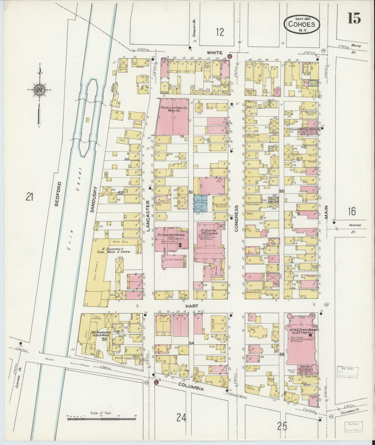 Sanborn Fire Insurance Map from Cohoes, Albany County, New York (1910), Sheet #0015 - Complete Map Set gallery image, historic Sanborn map, vintage wall art, New York New York