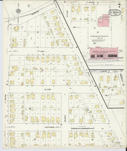 Sanborn Fire Insurance Map from Saint Marys, Auglaize County, Ohio (1914), Sheet #0007 - Complete Map Set gallery image, historic Sanborn map, vintage wall art, Ohio Ohio