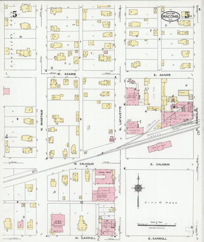 Sanborn Fire Insurance Map from Macomb, Mcdonough County, Illinois (1924), Sheet #0005 - Historic Sanborn Fire Insurance Map Print, vintage old map wall art, antique decor, genealogy gift, Illinois Illinois map