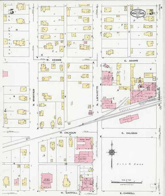Sanborn Fire Insurance Map from Macomb, Mcdonough County, Illinois (1924), Sheet #0005 - Historic Sanborn Fire Insurance Map Print, vintage old map wall art, antique decor, genealogy gift, Illinois Illinois map