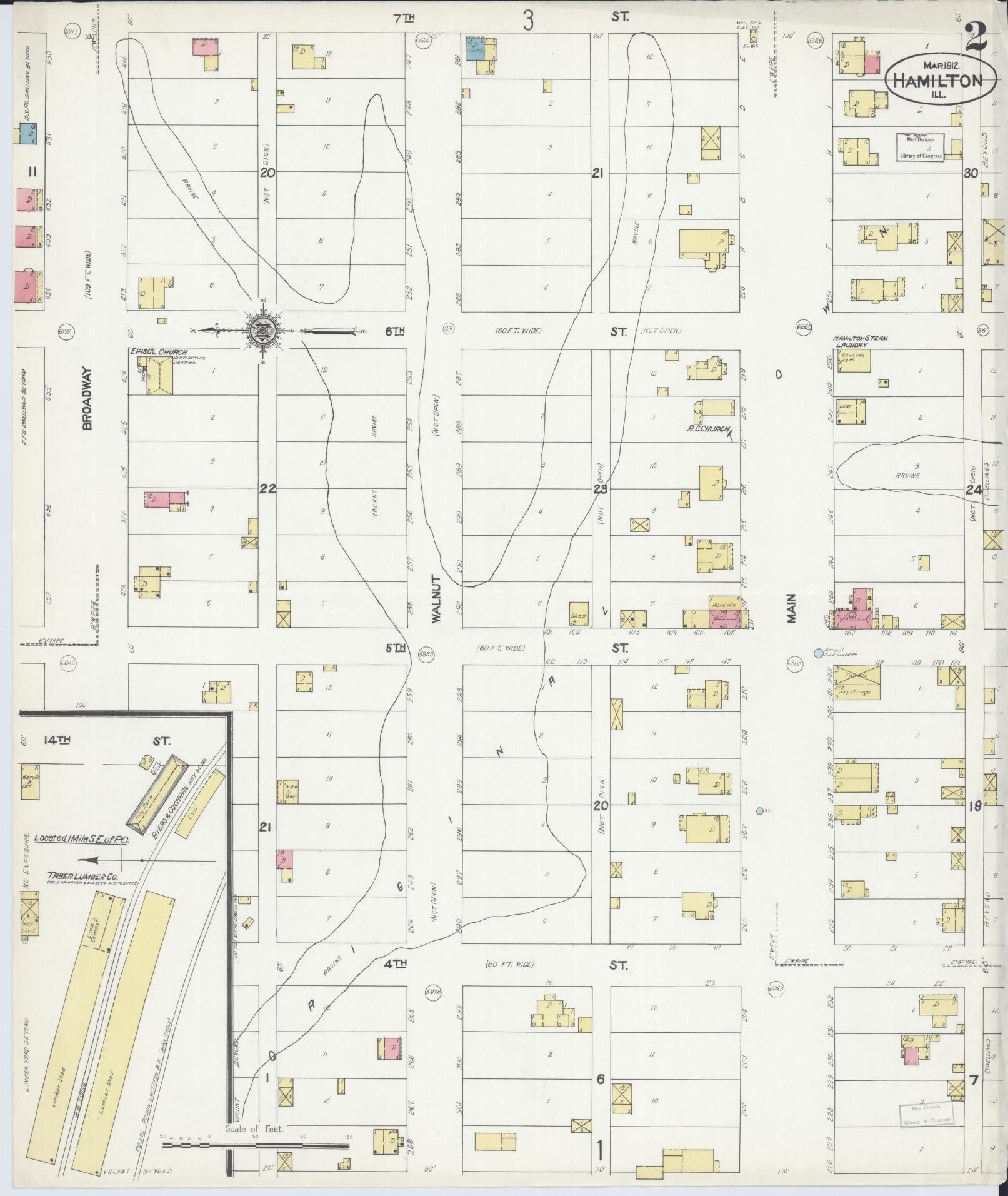 Sanborn Fire Insurance Map from Hamilton, Hancock County, Illinois (1912), Sheet #0002 - Historic Sanborn Fire Insurance Map Print, vintage old map wall art, antique decor, genealogy gift, Illinois Illinois map