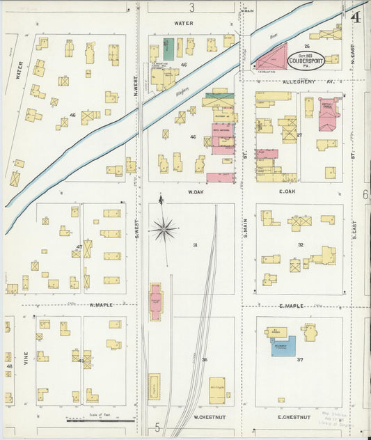 Sanborn Fire Insurance Map from Coudersport, Potter County, Pennsylvania (1903), Sheet #0004 - Historic Sanborn Fire Insurance Map Print, vintage old map wall art, antique decor, genealogy gift, Pennsylvania Pennsylvania map