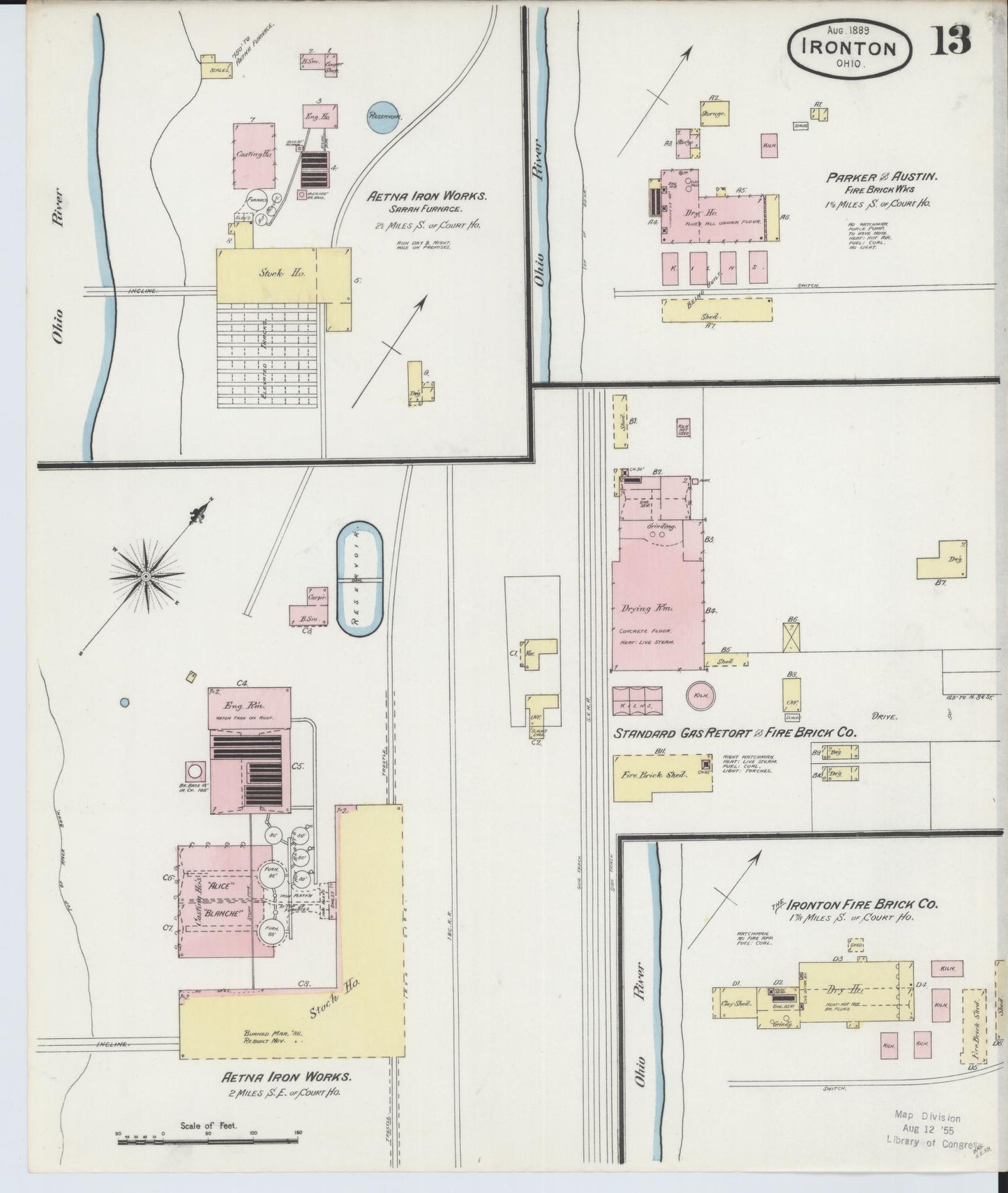 Sanborn Fire Insurance Map from Ironton, Lawrence County, Ohio (1889), Sheet #0013 - Complete Map Set gallery image, historic Sanborn map, vintage wall art, Ohio Ohio