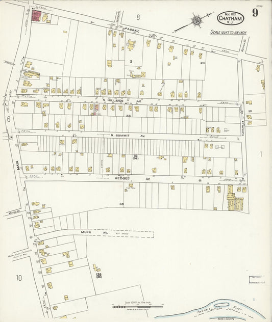 Sanborn Fire Insurance Map from Chatham, Morris County, New Jersey (1921), Sheet #0009 - Historic Sanborn Fire Insurance Map Print, vintage old map wall art, antique decor, genealogy gift, New Jersey New Jersey map