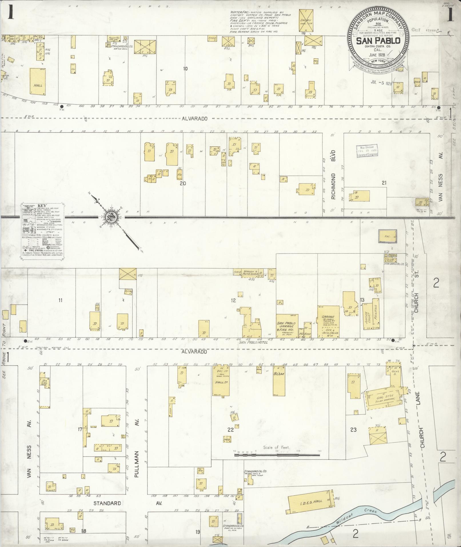 Sanborn Fire Insurance Map from San Pablo, Contra Casta County, California (1928), Sheet #0001 - Complete Map Set gallery image, historic Sanborn map, vintage wall art, California California