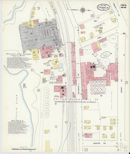 Sanborn Fire Insurance Map from Franklin, Venango County, Pennsylvania (1912), Sheet #0022 - Historic Sanborn Fire Insurance Map Print, vintage old map wall art, antique decor, genealogy gift, Pennsylvania Pennsylvania map