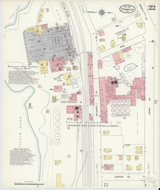 Sanborn Fire Insurance Map from Franklin, Venango County, Pennsylvania (1912), Sheet #0022 - Historic Sanborn Fire Insurance Map Print, vintage old map wall art, antique decor, genealogy gift, Pennsylvania Pennsylvania map